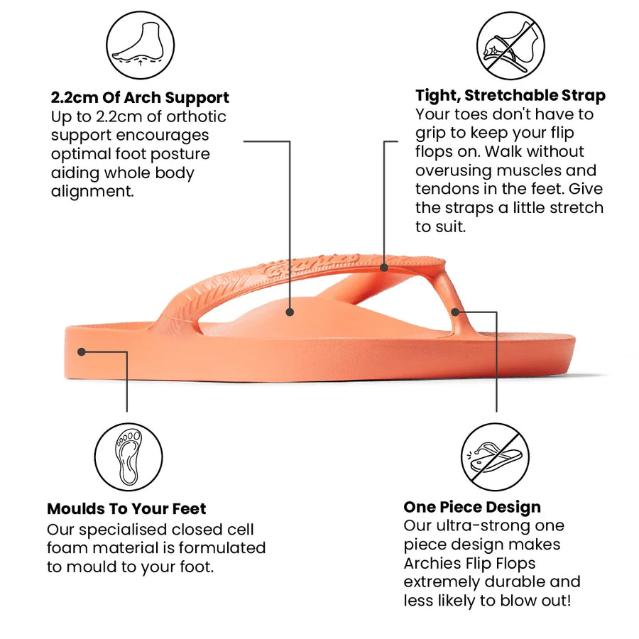 Archies Arch Support Thongs in Peach