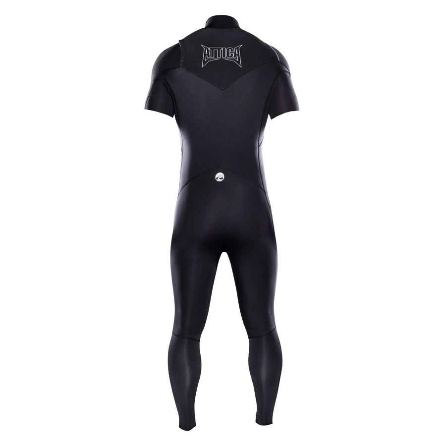 Attica Omega Chest Zip 3/2 Short Sleeve Steamer: Black/White Mens Wetsuits Attica