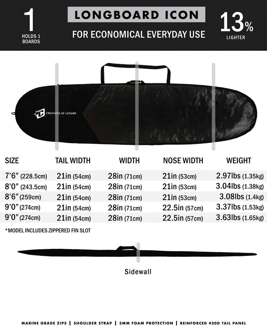 Creatures of Leisure Longboard Icon Lite Black Silver