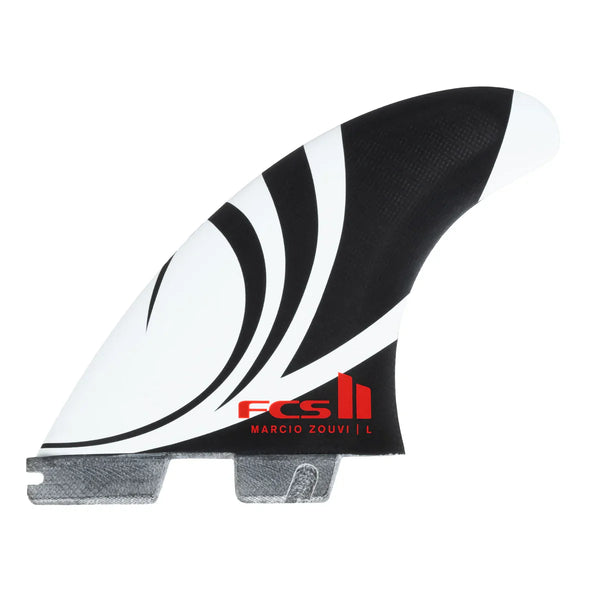FCS II Sharp Eye PC Carbon Tri-Quad Fin Set Black/White
