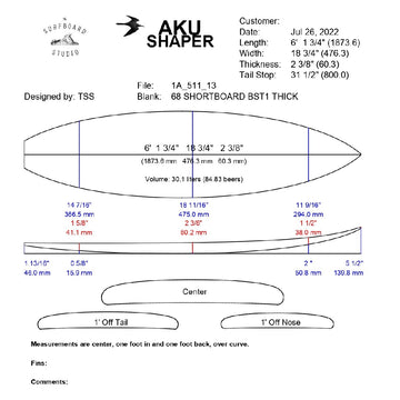 AkuShaper HP Shortboard Style 25