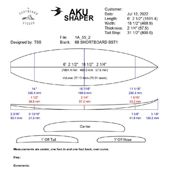 AkuShaper HP Shortboard Style 15