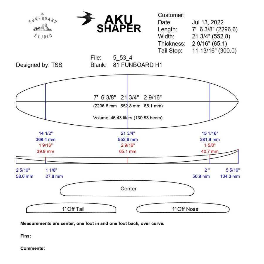 AkuShaper Minimal/Funboard Style 5